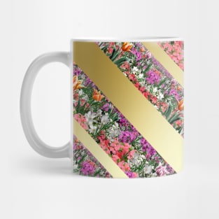 Beautiful Spring Flowers with gold stripes luxury design Holiday Boho style Mug